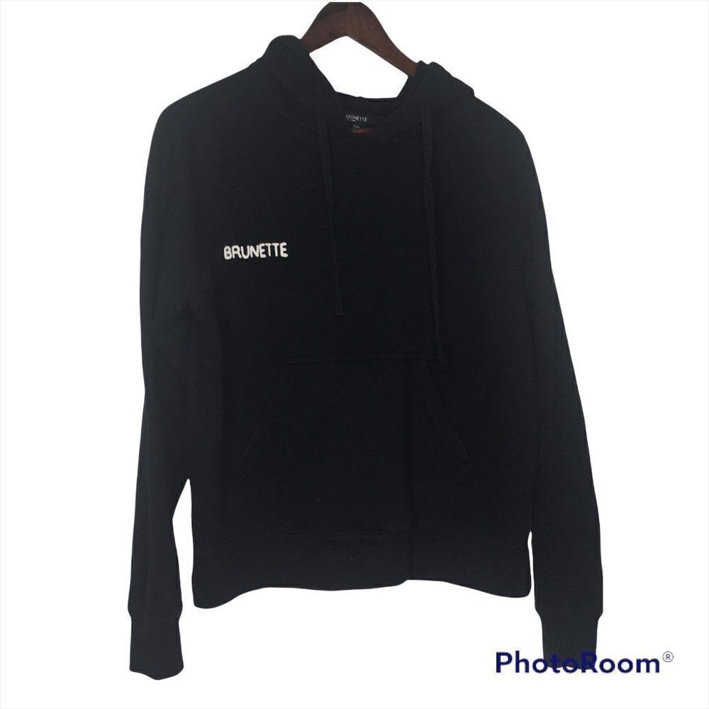 Brunette The Label Black Brunette Embroidered Cropped Hoody Sz S/M